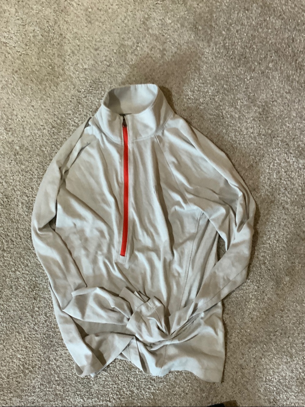 Light Gray Half-Zip Pullover with Red Zip